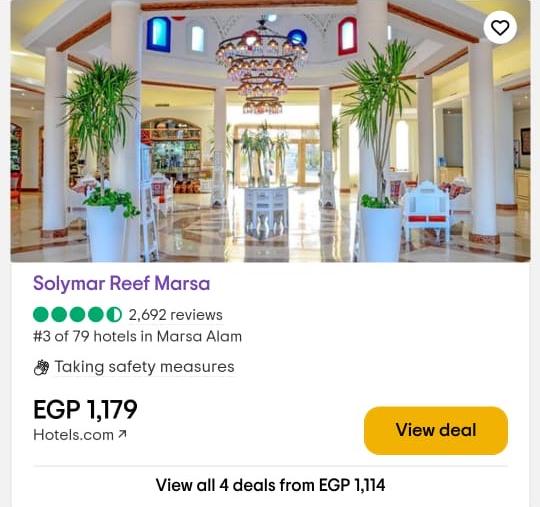 TripAdvisor card: Solymar Reef Marsa, number 3 of 79 hotels in Marsa Alam